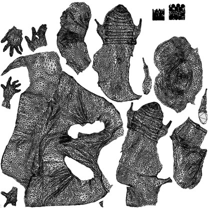 3D people model woman casual sitting, scanned human for 3ds Max rendering, wireframe top-down view