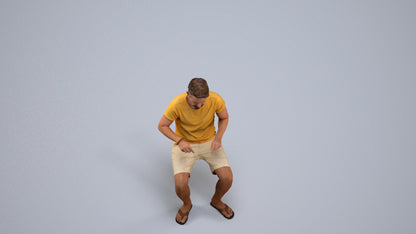 realistic 3D people man casual sitting, render-ready for V-Ray and Corona, FBX OBJ, back view render