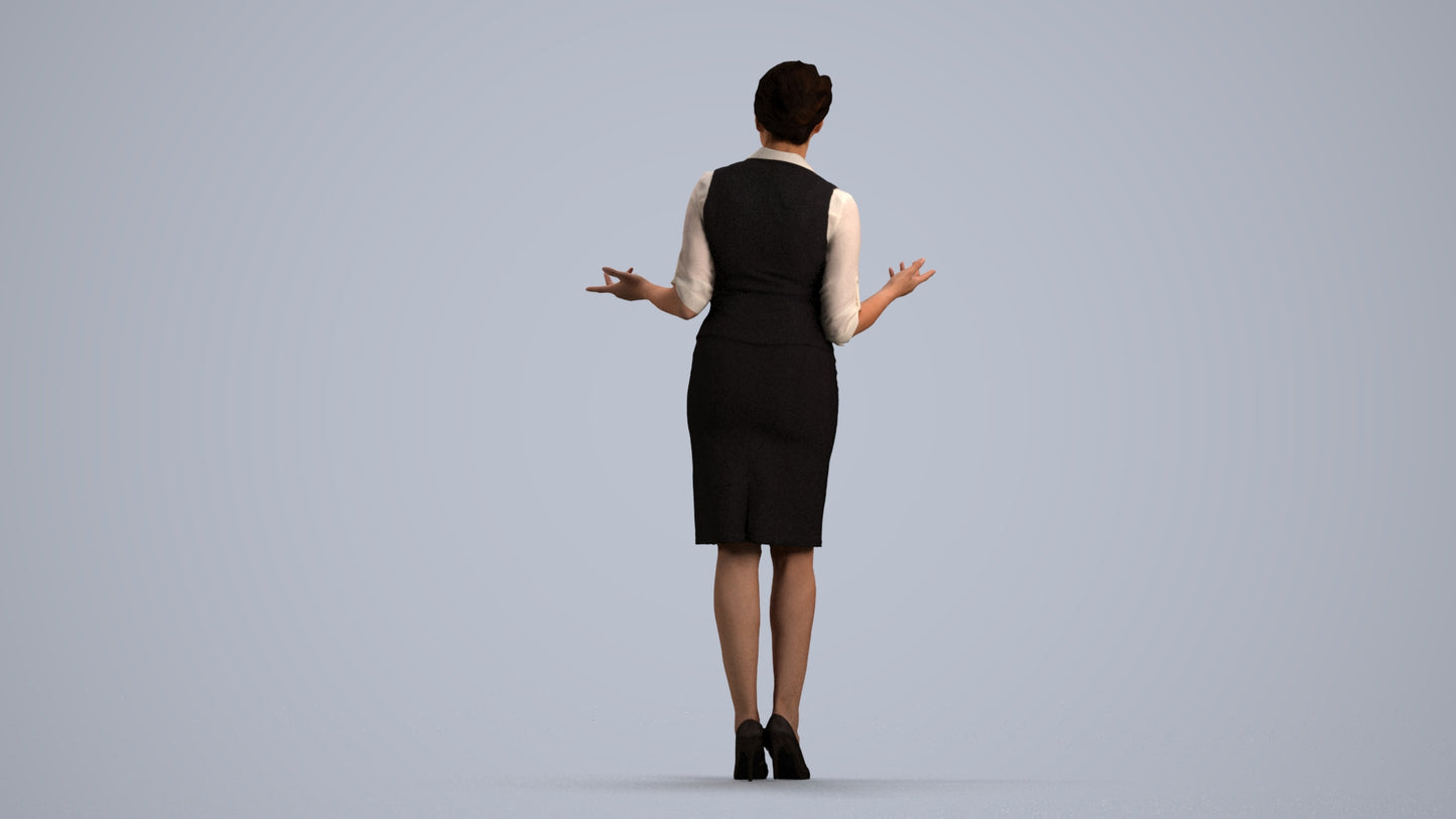 realistic 3D woman hospitality, scanned archviz people for Blender and 3ds Max, front view render