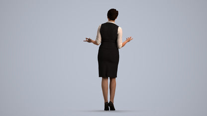 realistic 3D woman hospitality, scanned archviz people for Blender and 3ds Max, front view render