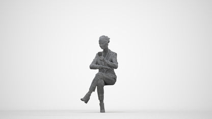 scanned 3D woman business, photogrammetry people for Enscape and V-Ray, wireframe back view