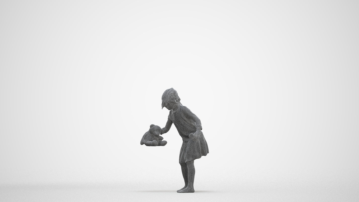 realistic 3D human girl kids, archviz people FBX OBJ for Blender, three-quarter front view render