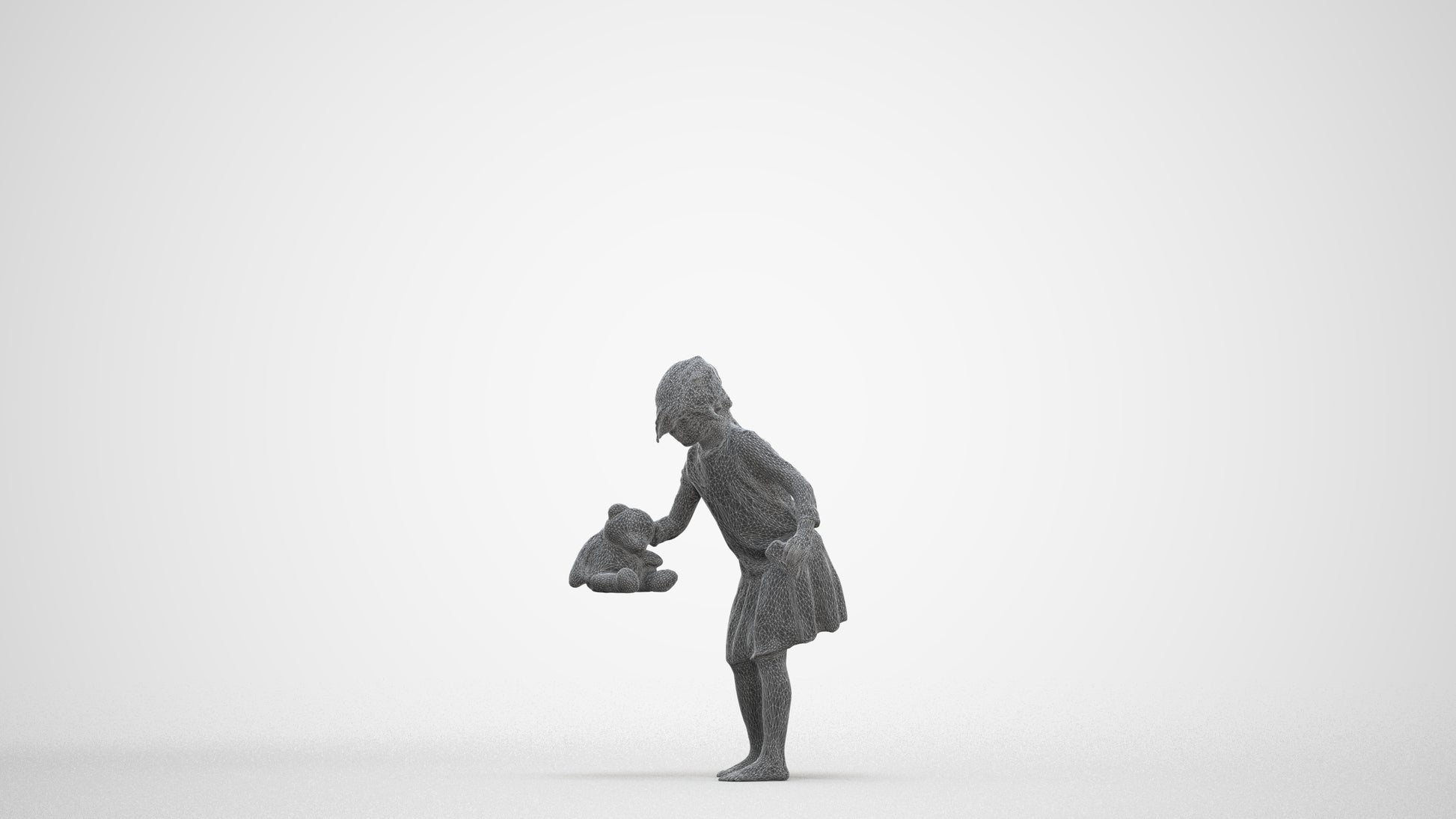 realistic 3D human girl kids, archviz people FBX OBJ for Blender, three-quarter front view render
