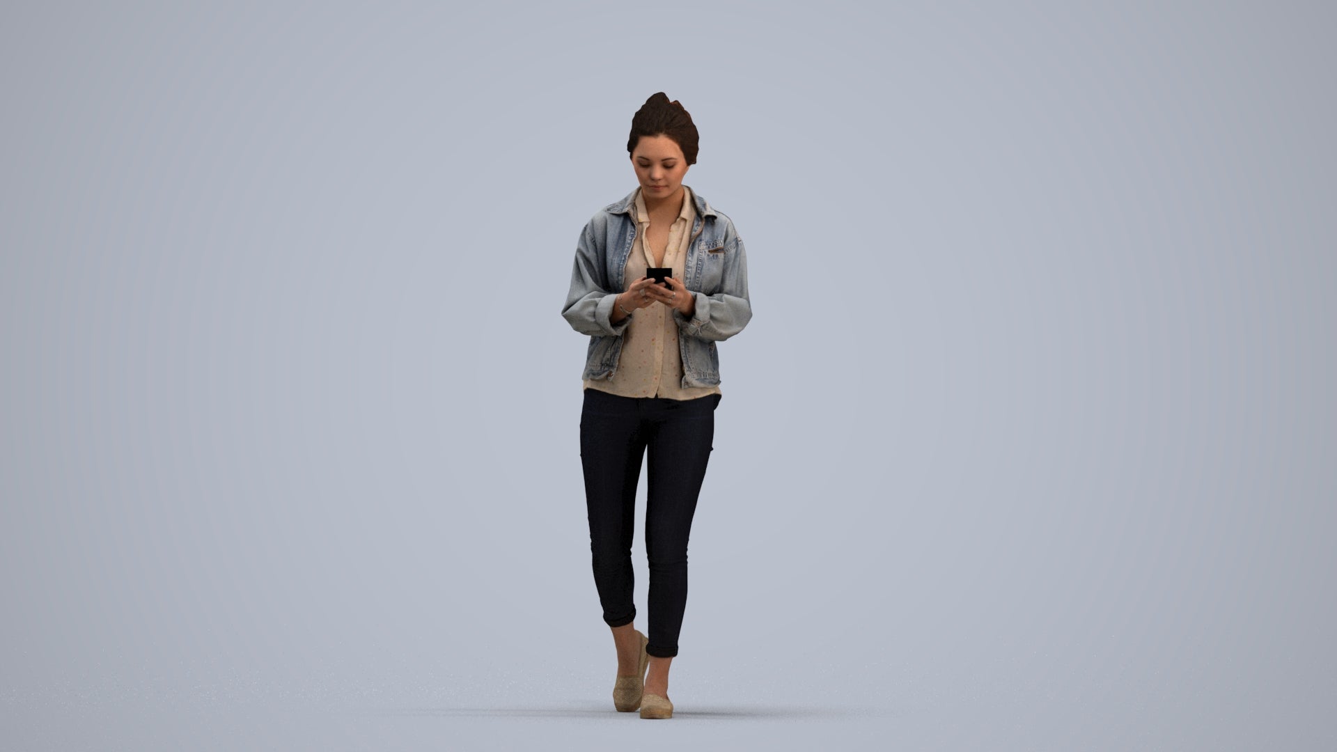 realistic 3D people woman walking, render-ready for V-Ray and Corona, FBX OBJ, standing pose render