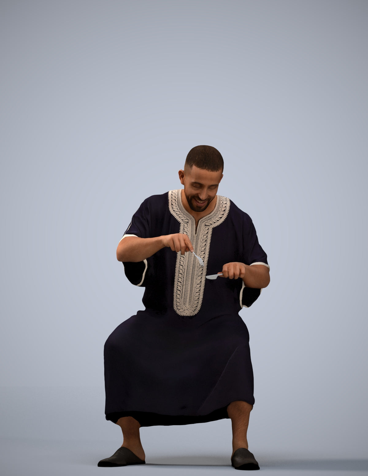 realistic 3D man sitting, scanned archviz people for Blender and 3ds Max