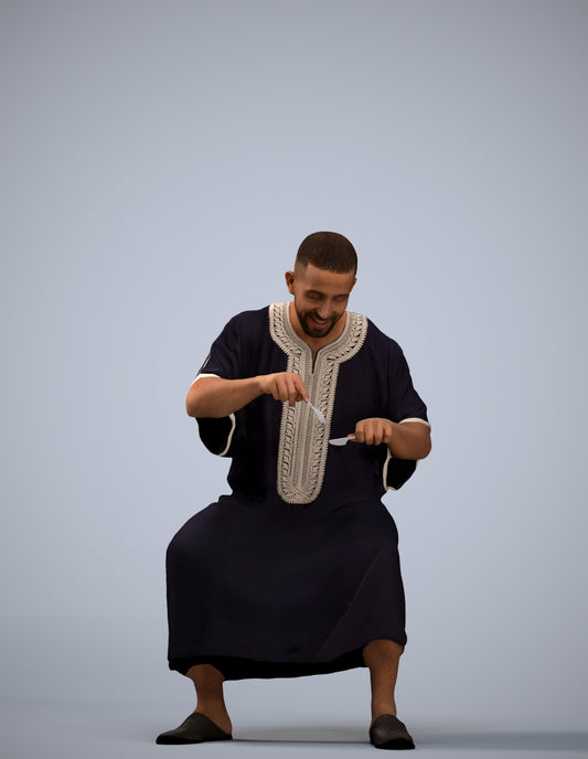 realistic 3D man sitting, scanned archviz people for Blender and 3ds Max