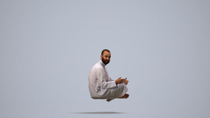realistic 3D man casual sitting, scanned archviz people for Blender and 3ds Max, side view render
