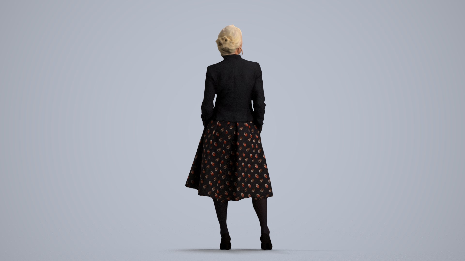 realistic 3D people senior woman business standing, render-ready for V-Ray and Corona, FBX OBJ, front view render