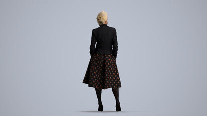 realistic 3D people senior woman business standing, render-ready for V-Ray and Corona, FBX OBJ, front view render