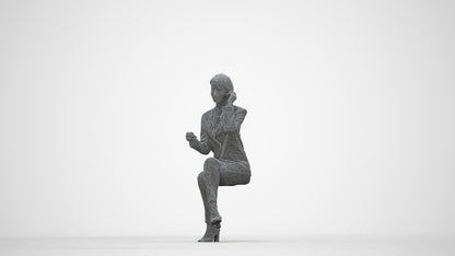 3D scanned woman business, photorealistic archviz people for Enscape and SketchUp, wireframe back view