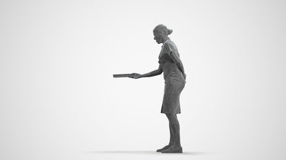 photogrammetry 3D woman hospitality, realistic human model archviz FBX, wireframe front view