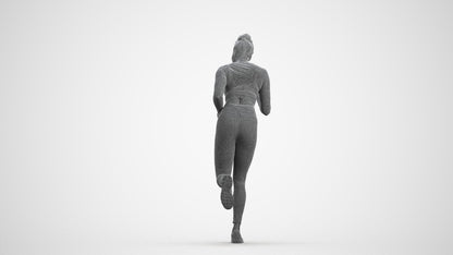 3D human model woman sport, photogrammetry scanned person for archviz, wireframe front view