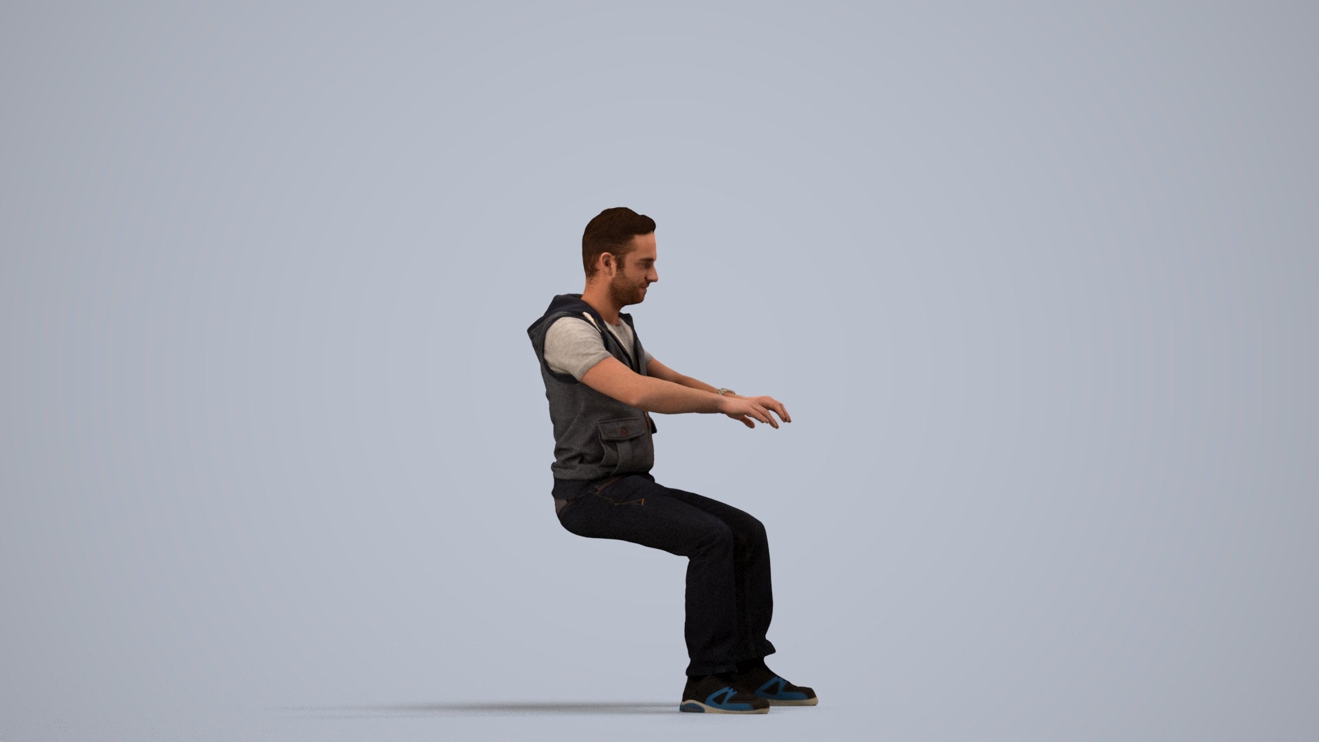 realistic 3D people man casual business, render-ready for V-Ray and Corona, FBX OBJ, side view render