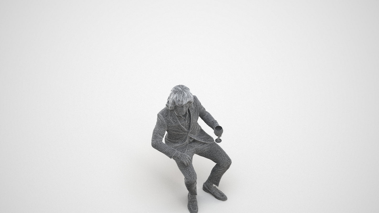 scanned 3D man business, photogrammetry people for Enscape and V-Ray, wireframe three-quarter view