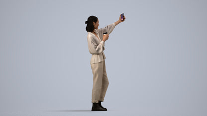 scanned 3D woman casual standing, photogrammetry people for Enscape and V-Ray, side view render