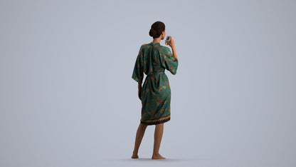 realistic 3D human woman bathroom, archviz people FBX OBJ for Blender, front view render