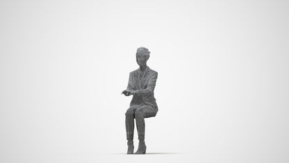 realistic 3D people woman business, render-ready for V-Ray and Corona, FBX OBJ, wireframe back view