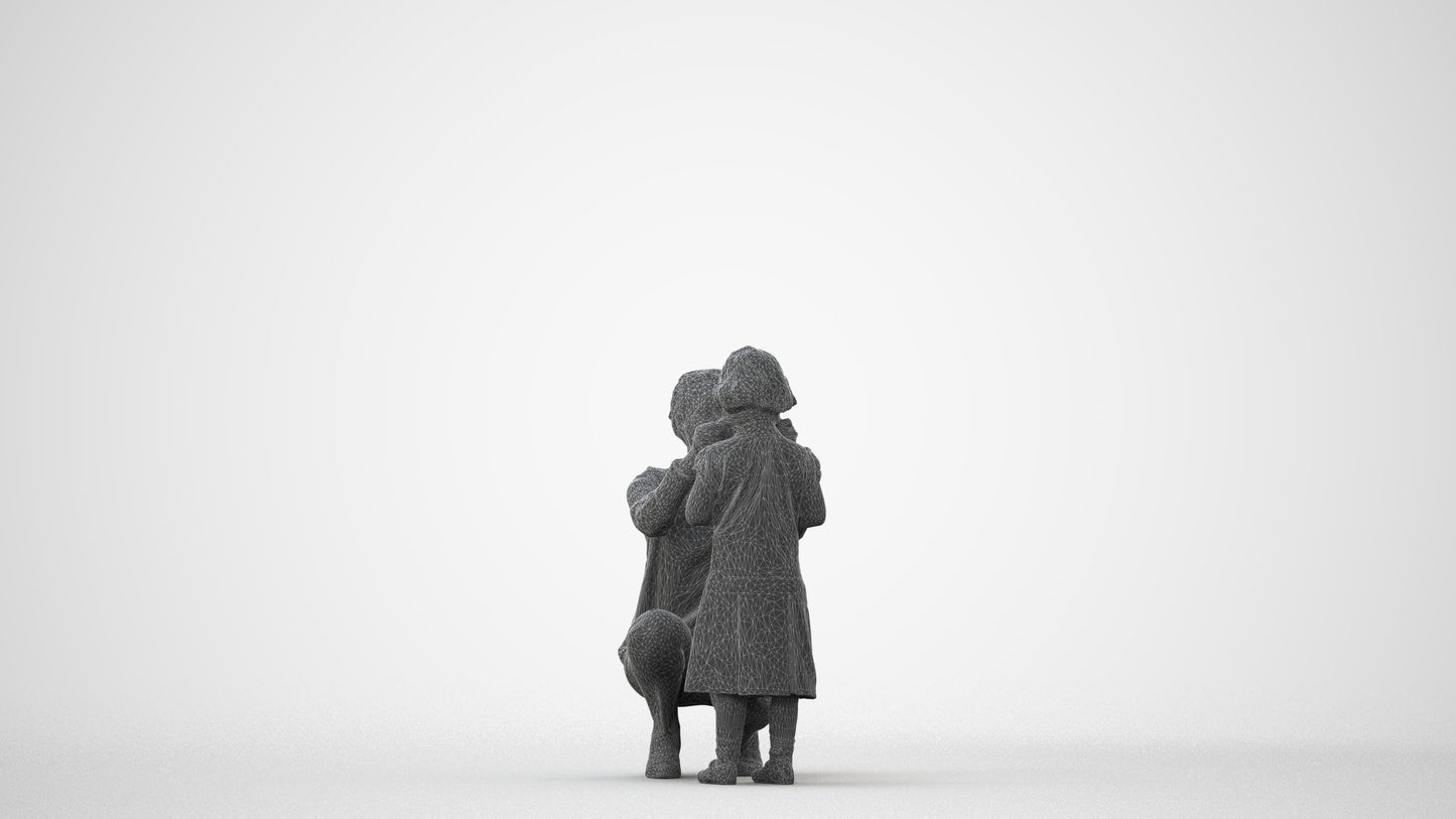 realistic 3D people woman casual kids, render-ready for V-Ray and Corona, FBX OBJ, square thumbnail