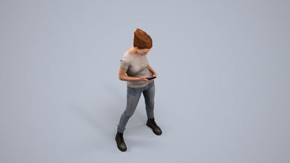 photogrammetry 3D woman casual standing, realistic human model archviz FBX, back view render