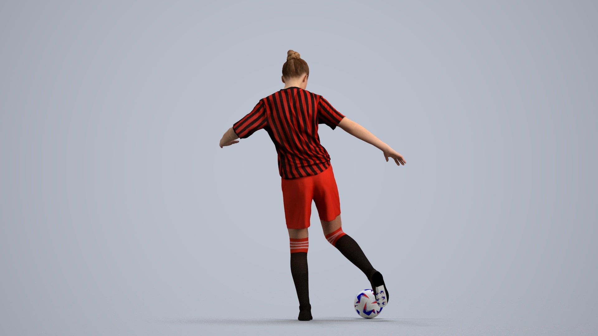 realistic 3D girl sport, scanned archviz people for Blender and 3ds Max, front view render