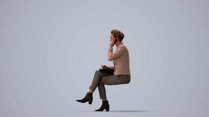 photogrammetry 3D woman business, realistic human model archviz FBX, three-quarter view render
