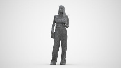 realistic 3D people woman casual standing, render-ready for V-Ray and Corona, FBX OBJ, three-quarter front view render