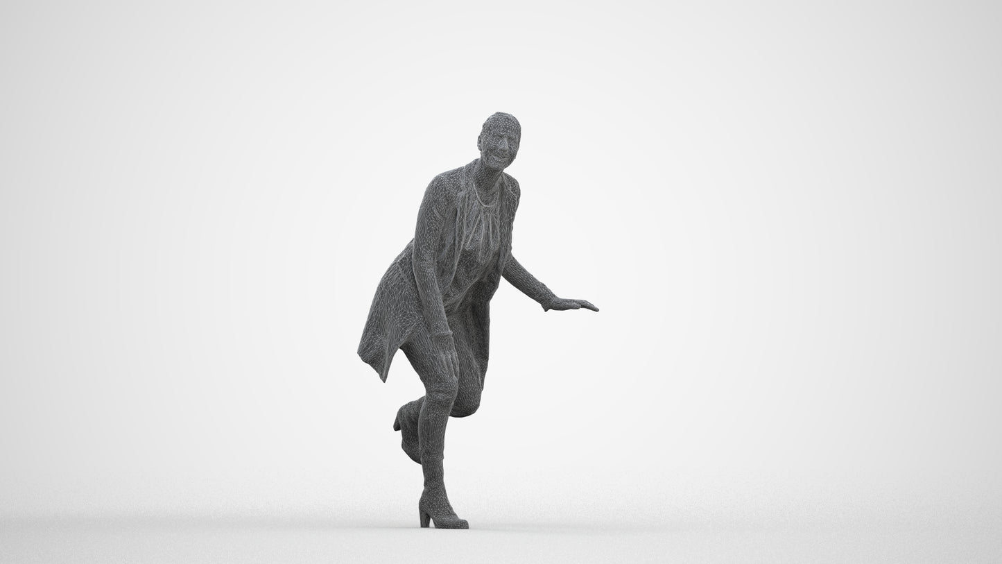 realistic 3D people woman business standing, render-ready for V-Ray and Corona, FBX OBJ, three-quarter front view render