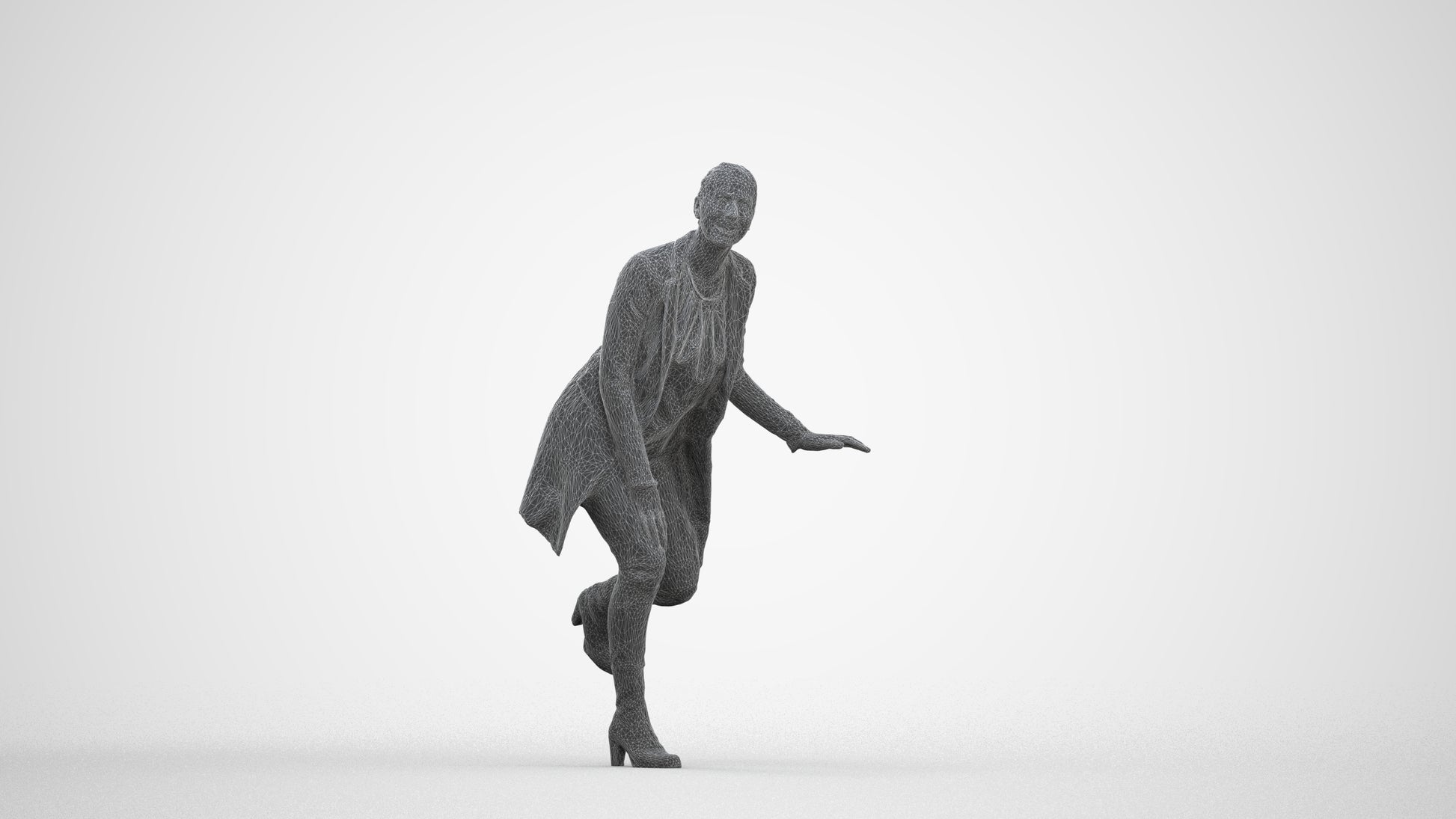 realistic 3D people woman business standing, render-ready for V-Ray and Corona, FBX OBJ, three-quarter front view render