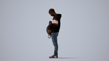 photogrammetry 3D boy casual kids, realistic human model archviz FBX, three-quarter view render