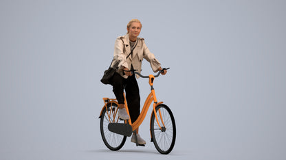 3D people model woman casual cycling, scanned human for 3ds Max rendering, standing pose render