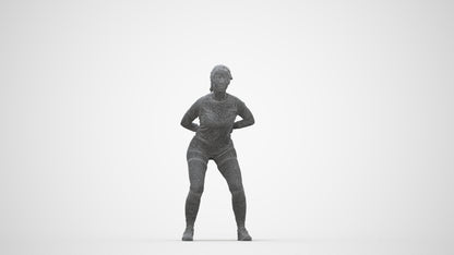 3D people model woman sport, scanned human for 3ds Max rendering, wireframe back view