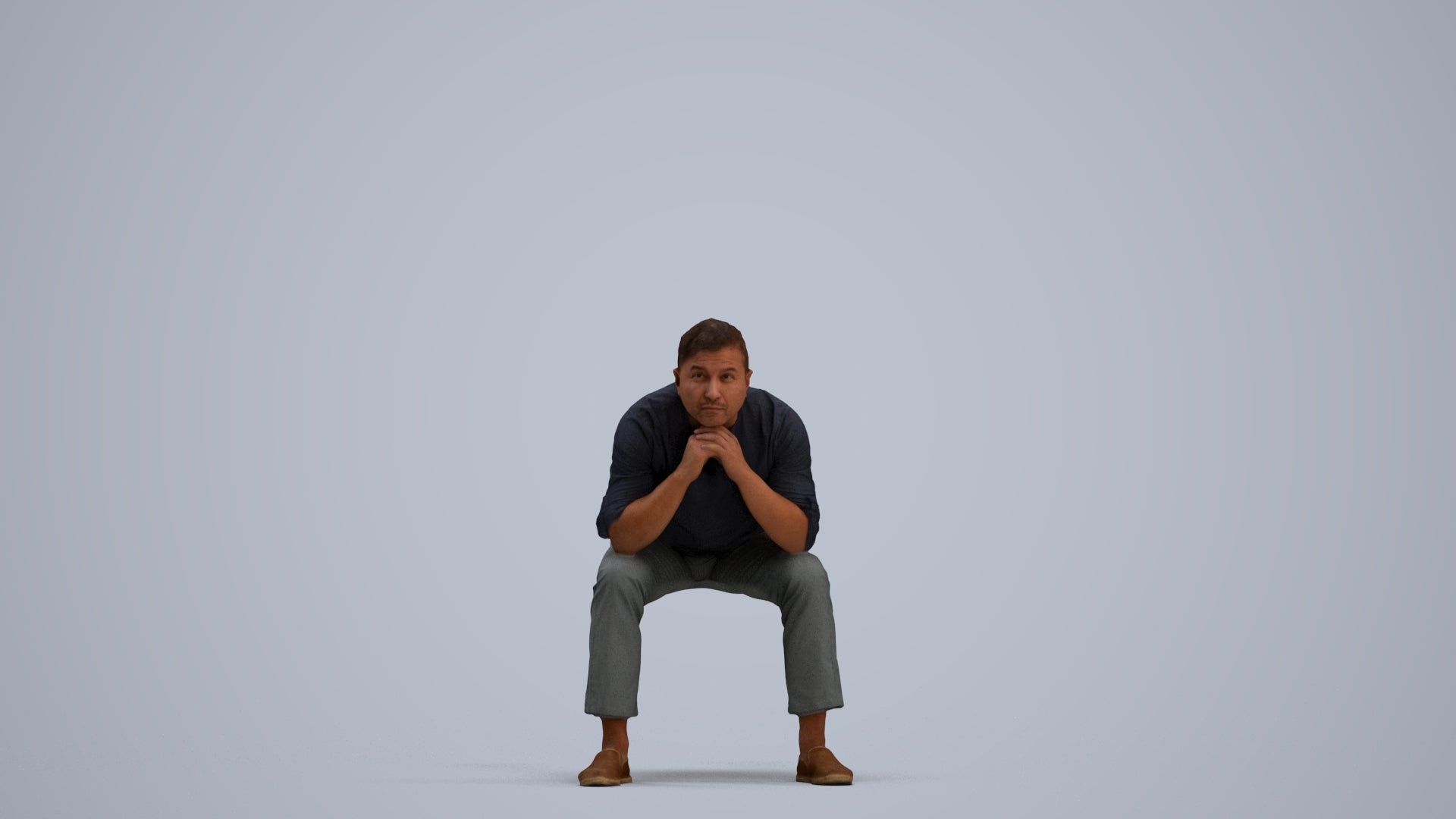 realistic 3D human man casual sitting, archviz people FBX OBJ for Blender, standing pose render