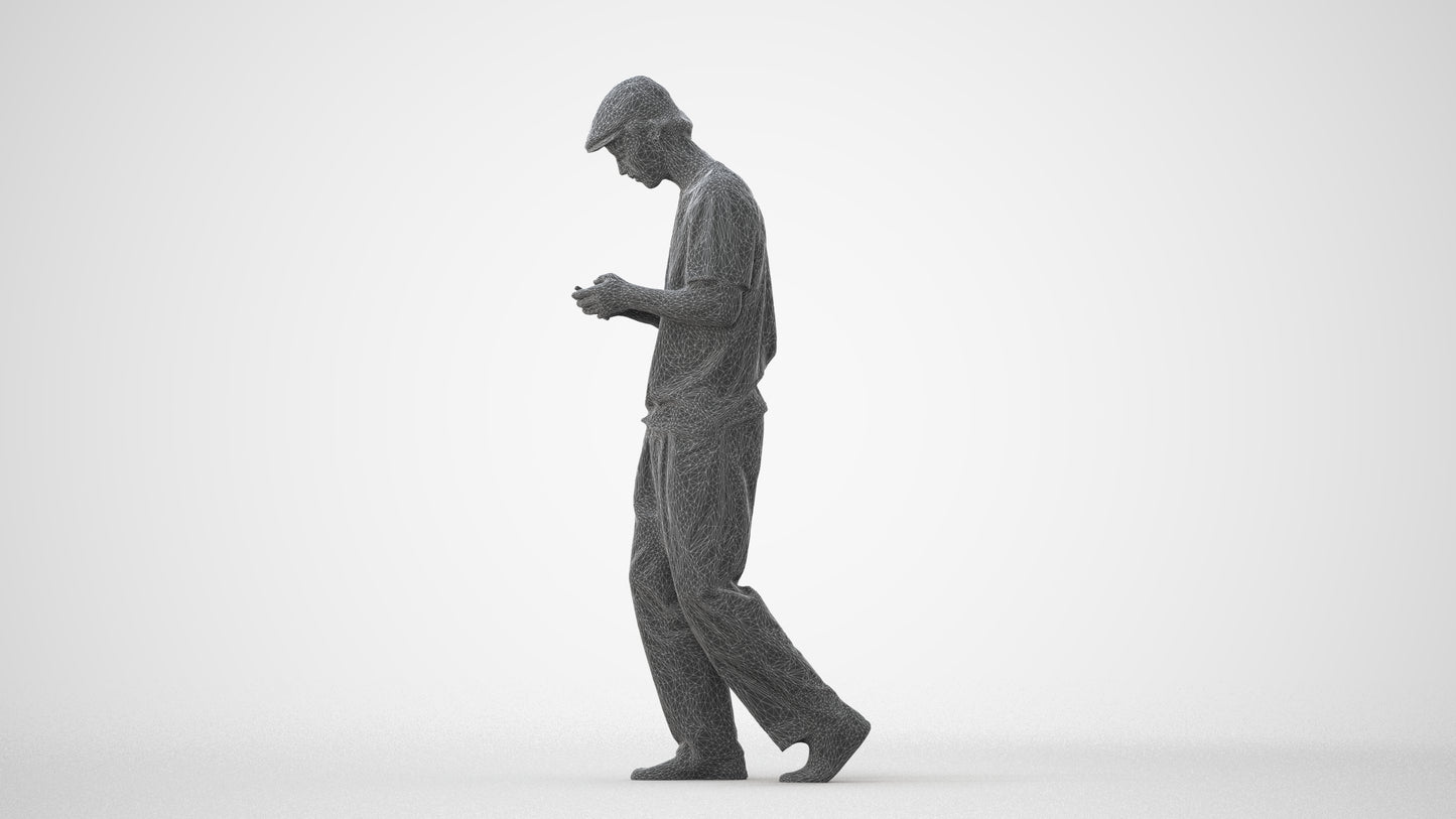 photogrammetry 3D man casual walking, realistic human model archviz FBX, square thumbnail