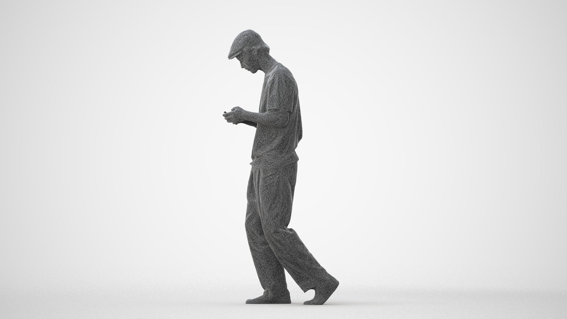 photogrammetry 3D man casual walking, realistic human model archviz FBX, square thumbnail