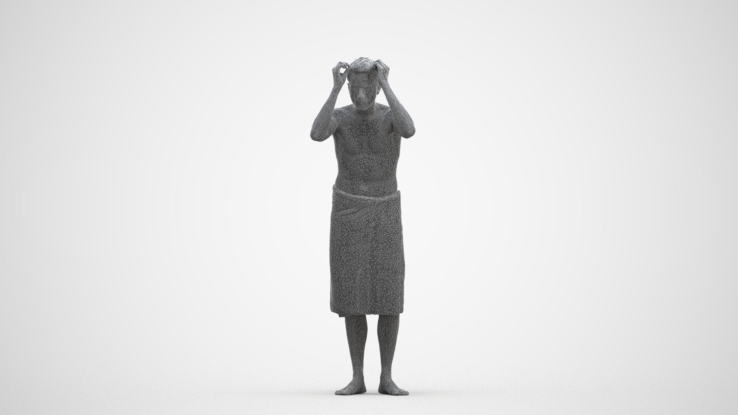 realistic 3D people man bathroom, render-ready for V-Ray and Corona, FBX OBJ, three-quarter front view render