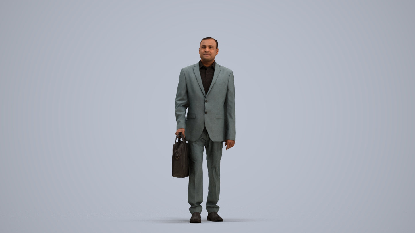 realistic 3D human man business, archviz people FBX OBJ for Blender, standing pose render