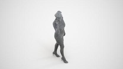 photogrammetry 3D woman casual walking, realistic human model archviz FBX, wireframe three-quarter view