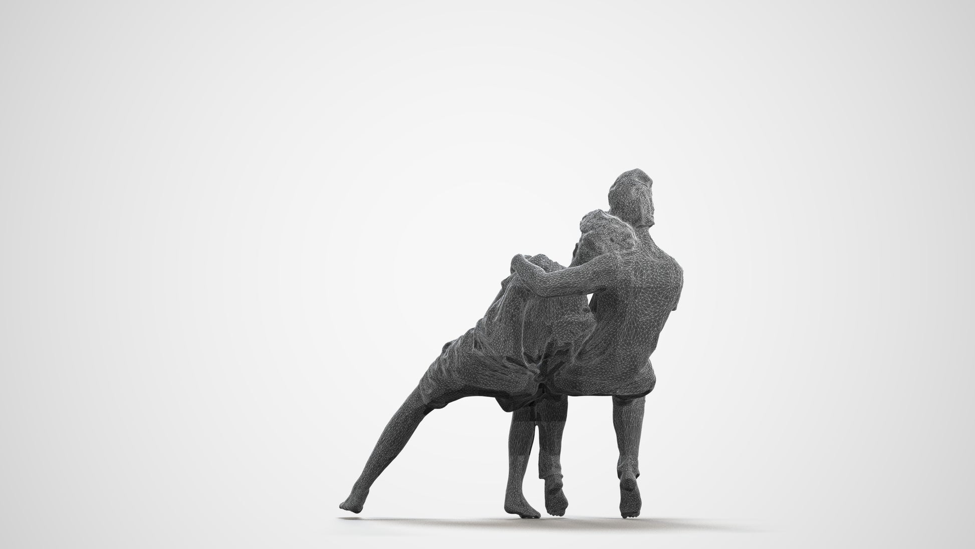 realistic 3D human girl kids, archviz people FBX OBJ for Blender, wireframe front view