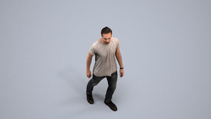 realistic 3D human man casual walking, archviz people FBX OBJ for Blender, back view render
