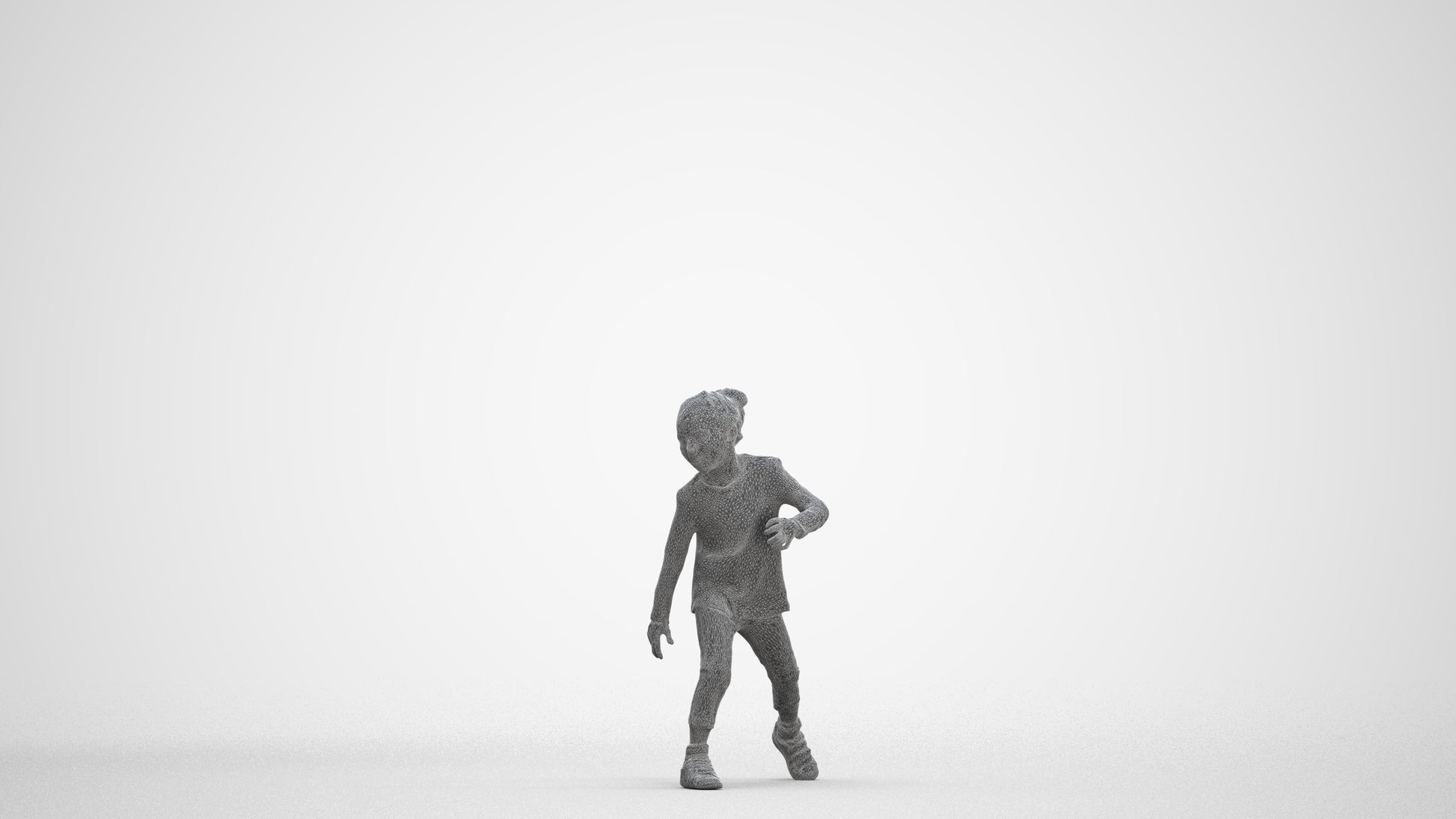 3D people model girl casual kids, scanned human for 3ds Max rendering, three-quarter front view render
