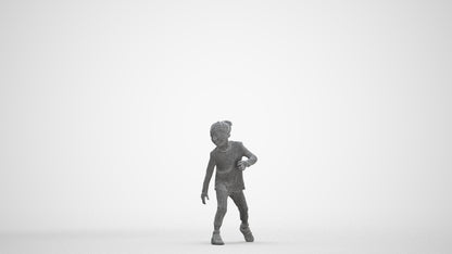 3D people model girl casual kids, scanned human for 3ds Max rendering, three-quarter front view render
