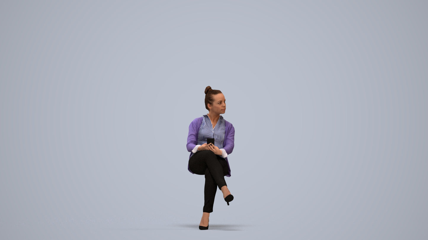 3D people model woman business sitting, scanned human for 3ds Max rendering, standing pose render