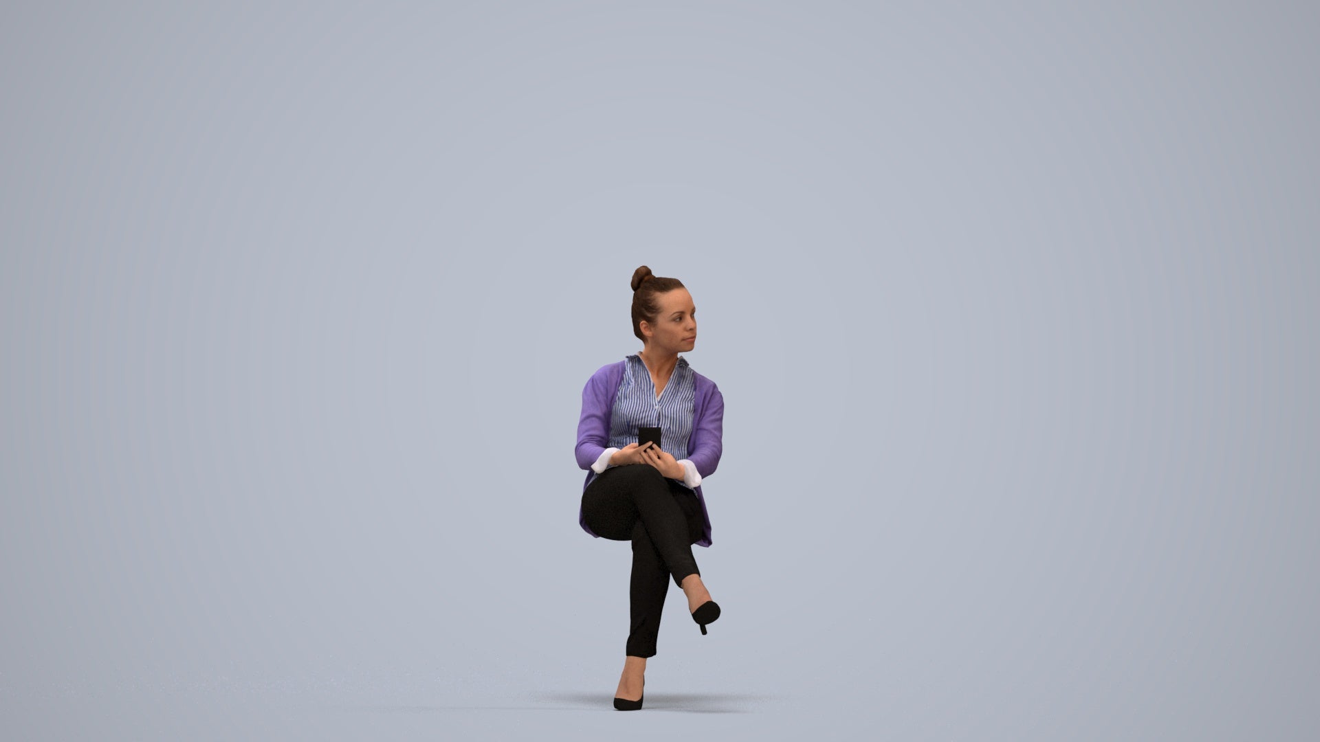 3D people model woman business sitting, scanned human for 3ds Max rendering, standing pose render
