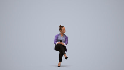 3D people model woman business sitting, scanned human for 3ds Max rendering, standing pose render
