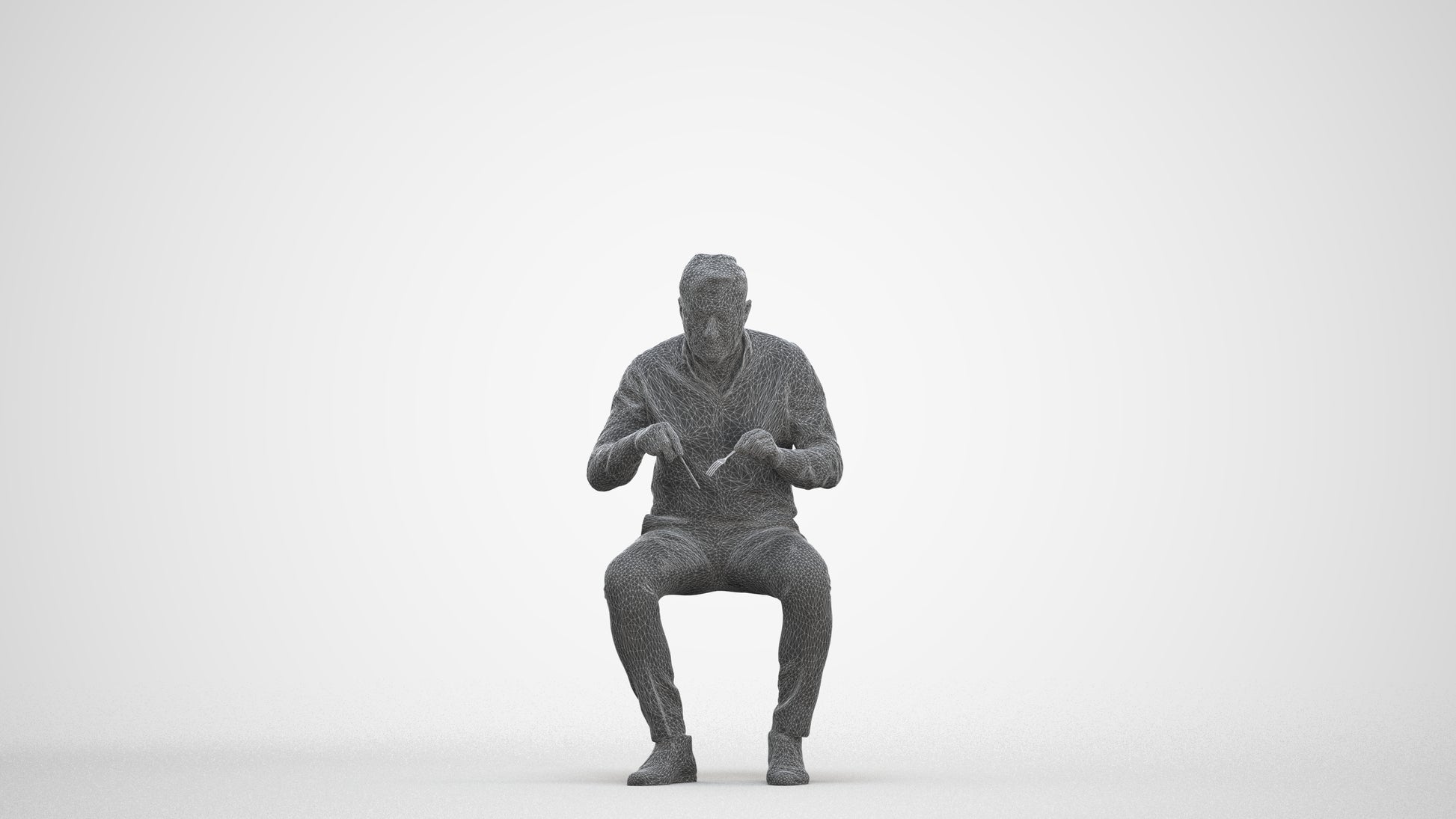 3D people model man casual business, scanned human for 3ds Max rendering, three-quarter front view render