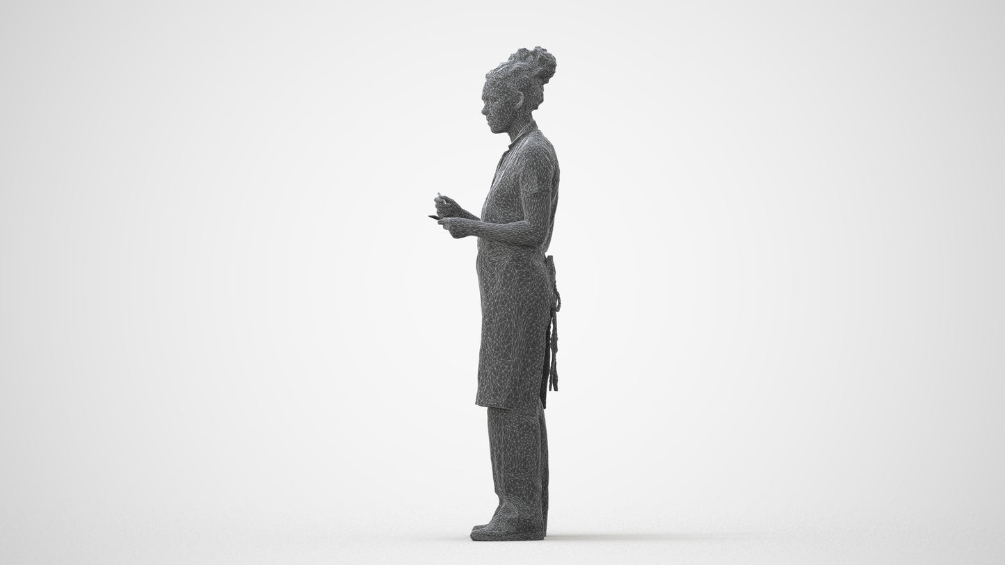 3D scanned woman hospitality, photorealistic archviz people for Enscape and SketchUp, square thumbnail