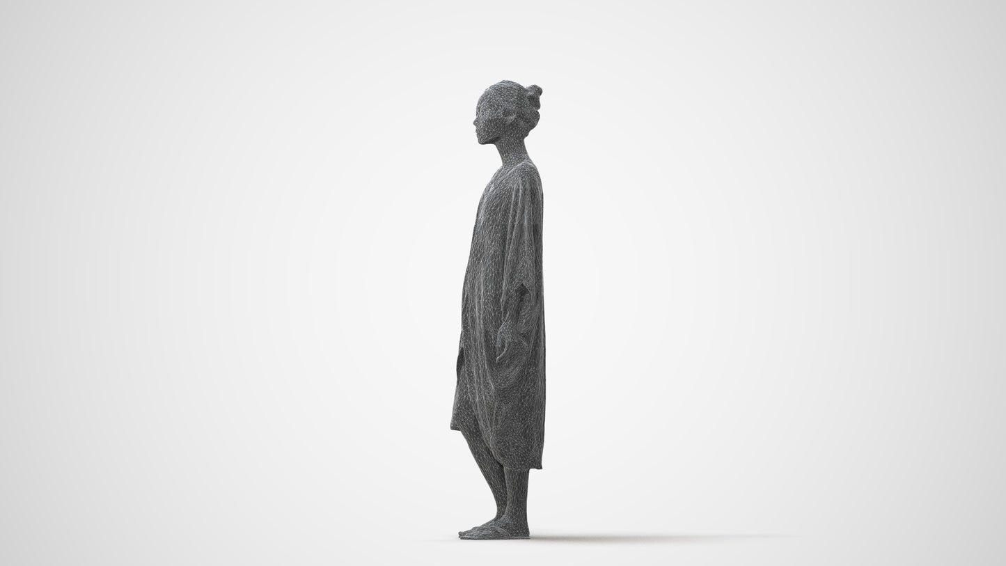 3D scanned woman standing casual, photorealistic archviz people for Enscape and SketchUp, square thumbnail