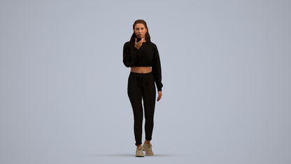 3D human model woman sport, photogrammetry scanned person for archviz, standing pose render