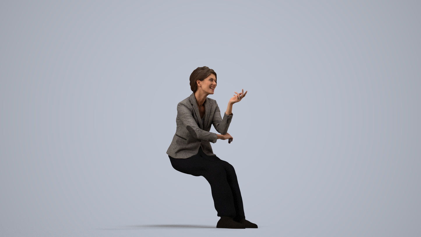 3D scanned woman business, photorealistic archviz people for Enscape and SketchUp, side view render