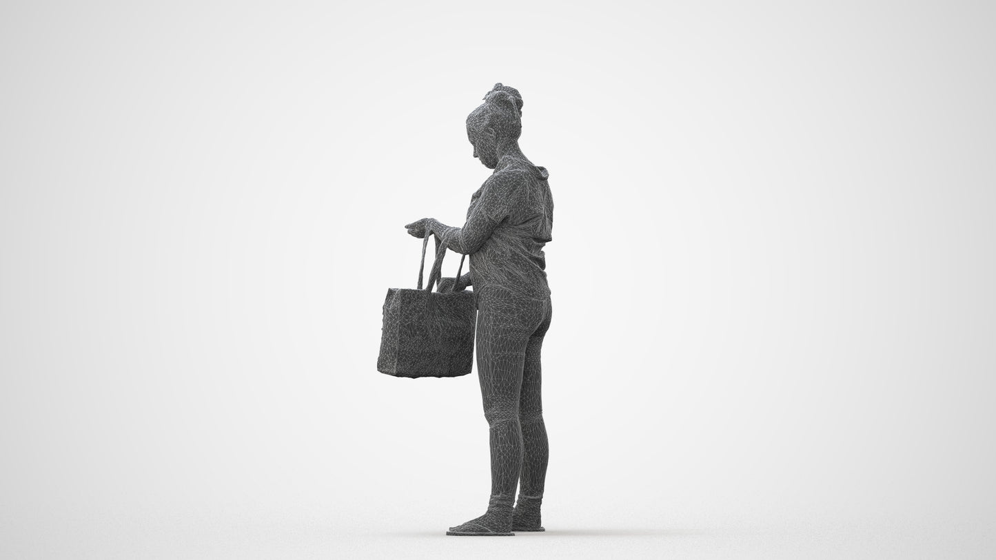 realistic 3D people woman formal shopping, render-ready for V-Ray and Corona, FBX OBJ, square thumbnail
